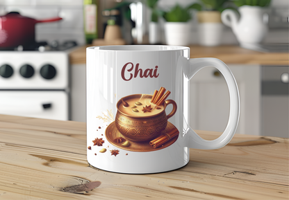 Chai Coffee Mug, gift for Chai addicts, custom quote text mug, 11oz ceramic mug, Personal Chai mug