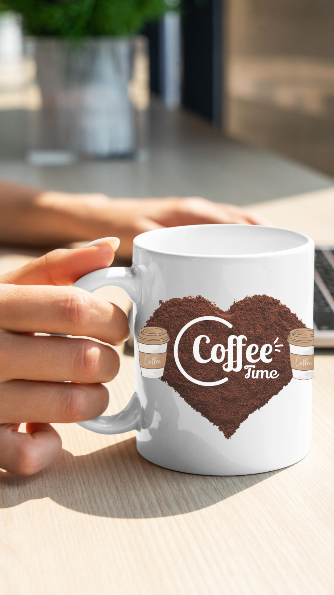 Coffee Time Mug – Cute Coffee Lover Gift, Funny Coffee Cup, Barista Gift, Coffee Enthusiast Mug, Heart Coffee Design, Premium Ceramic Mug