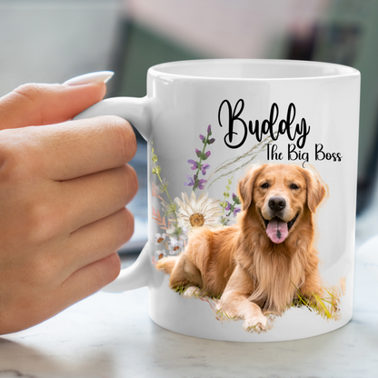 Personalized Pet Mug - Custom Dog Photo Coffee Cup, Pet Portrait Gift, Custom Name & Quote Mug, Dog Lover Gift, Sublimation Pet Memorial Mug