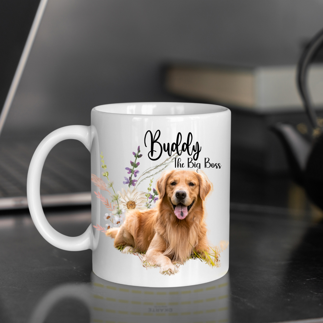 Personalized Pet Mug - Custom Dog Photo Coffee Cup, Pet Portrait Gift, Custom Name & Quote Mug, Dog Lover Gift, Sublimation Pet Memorial Mug