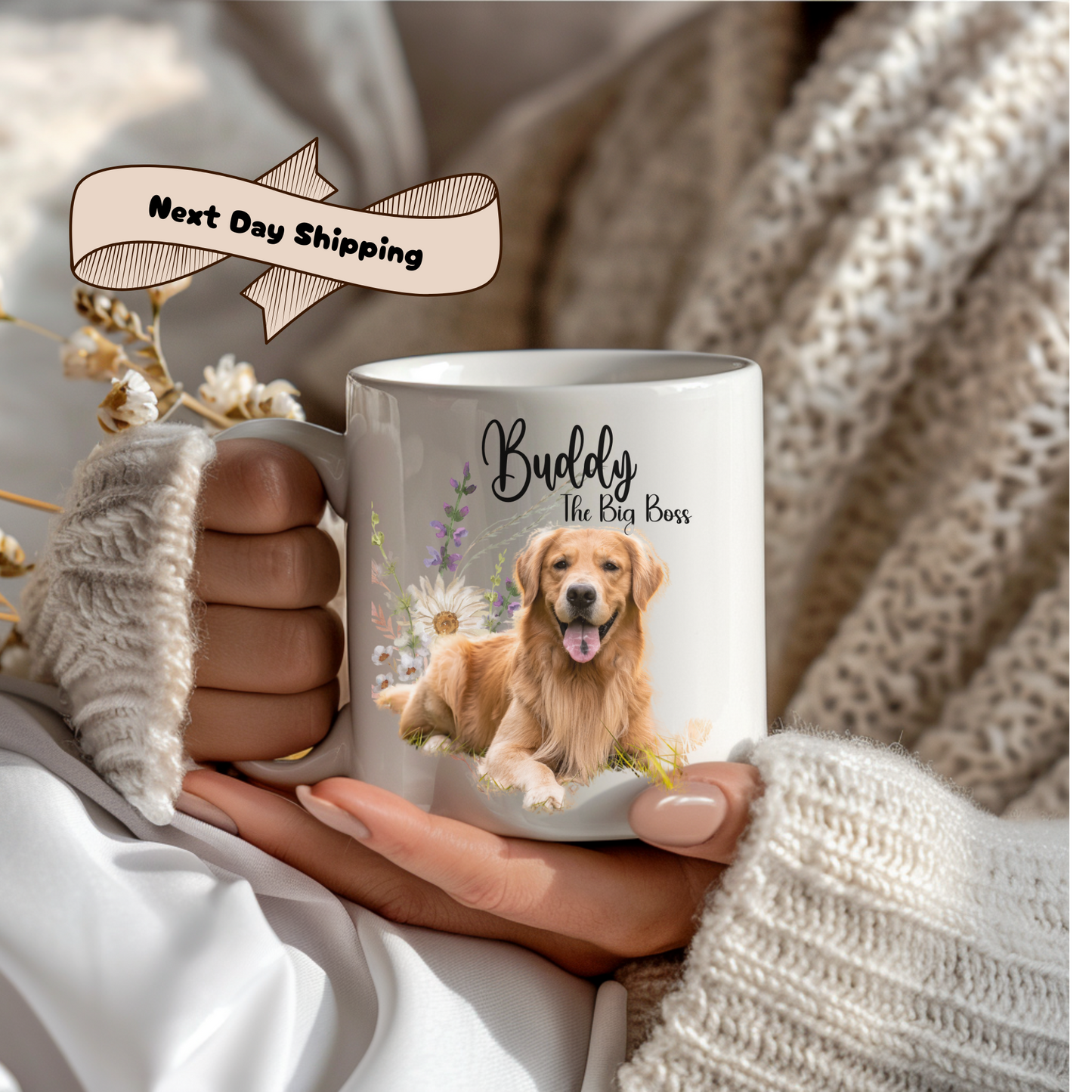 Personalized Pet Mug - Custom Dog Photo Coffee Cup, Pet Portrait Gift, Custom Name & Quote Mug, Dog Lover Gift, Sublimation Pet Memorial Mug