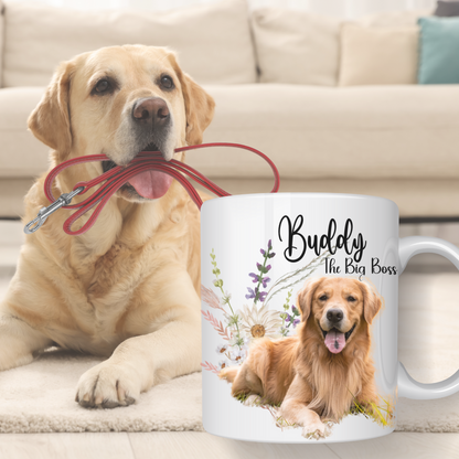 Personalized Pet Mug - Custom Dog Photo Coffee Cup, Pet Portrait Gift, Custom Name & Quote Mug, Dog Lover Gift, Sublimation Pet Memorial Mug