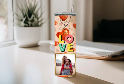 Personalized Miss You Photo - valentine tumbler, Couple Gifts, Gift for Wife, Romantic Custom Photo Tumbler with Metal straw