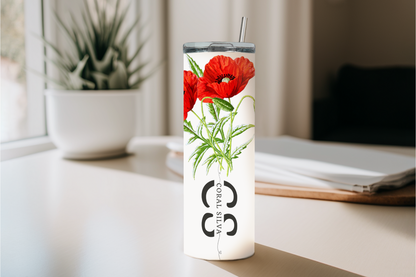 Personalized Birth Flower initials Tumbler, Bridesmaid Proposal Gifts, Floral Tumbler, Party gifts, birthday gifts, Custom initials gift