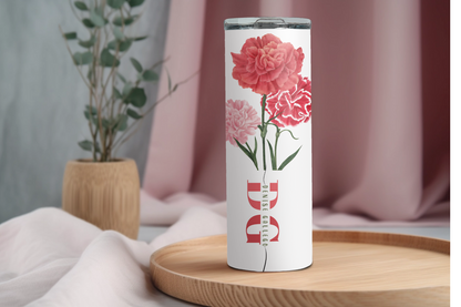 Personalized Birth Flower initials Tumbler, Bridesmaid Proposal Gifts, Floral Tumbler, Party gifts, birthday gifts, Custom initials gift