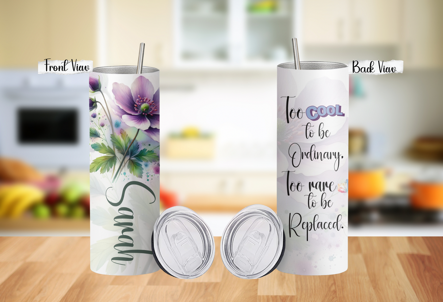 Personalized Birth Flower 20oz Skinny Tumbler, Bridesmaid Proposal Gifts, Floral Tumbler, Party gifts, birthday gifts, Double Insulated wall