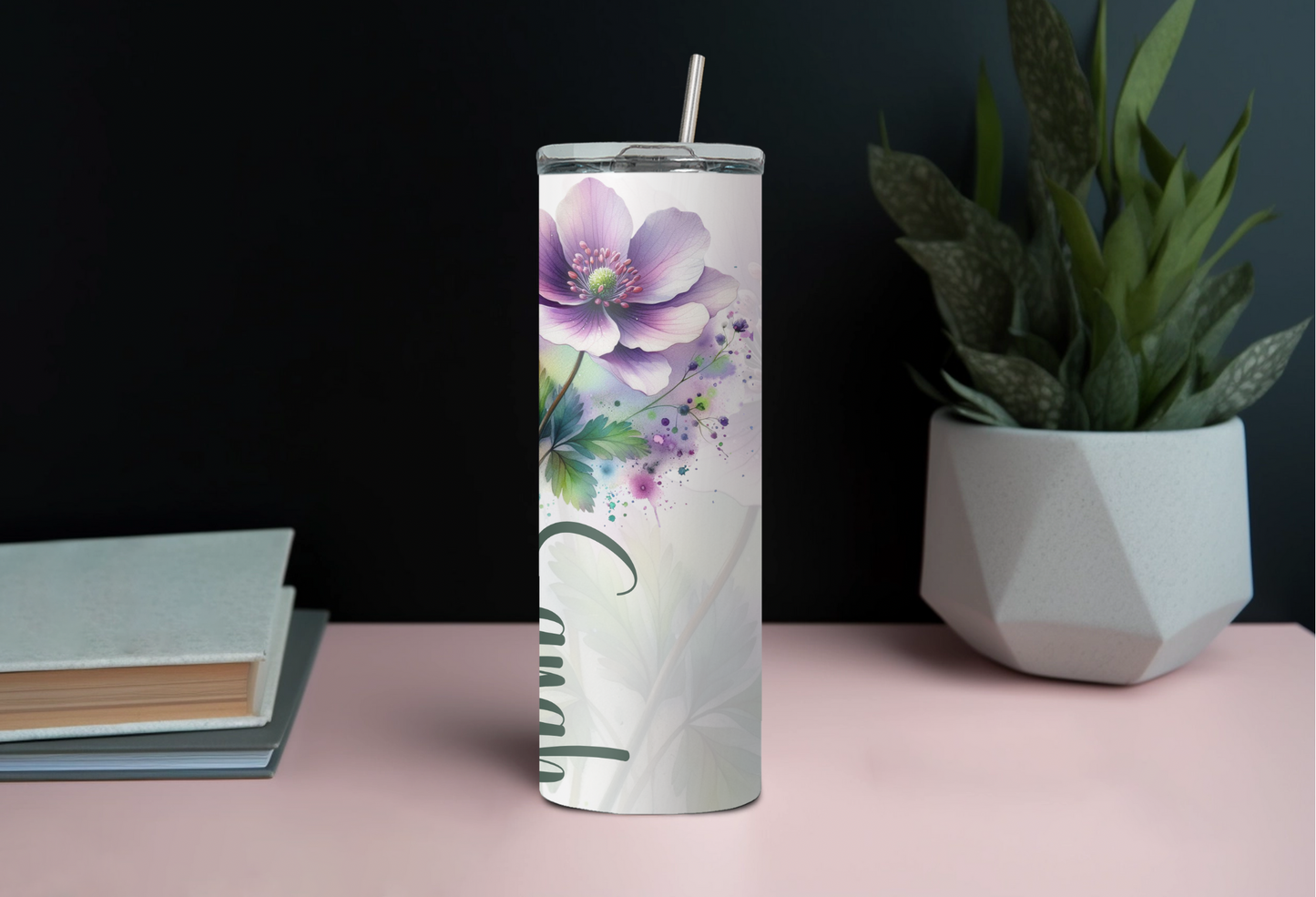 Personalized Birth Flower 20oz Skinny Tumbler, Bridesmaid Proposal Gifts, Floral Tumbler, Party gifts, birthday gifts, Double Insulated wall