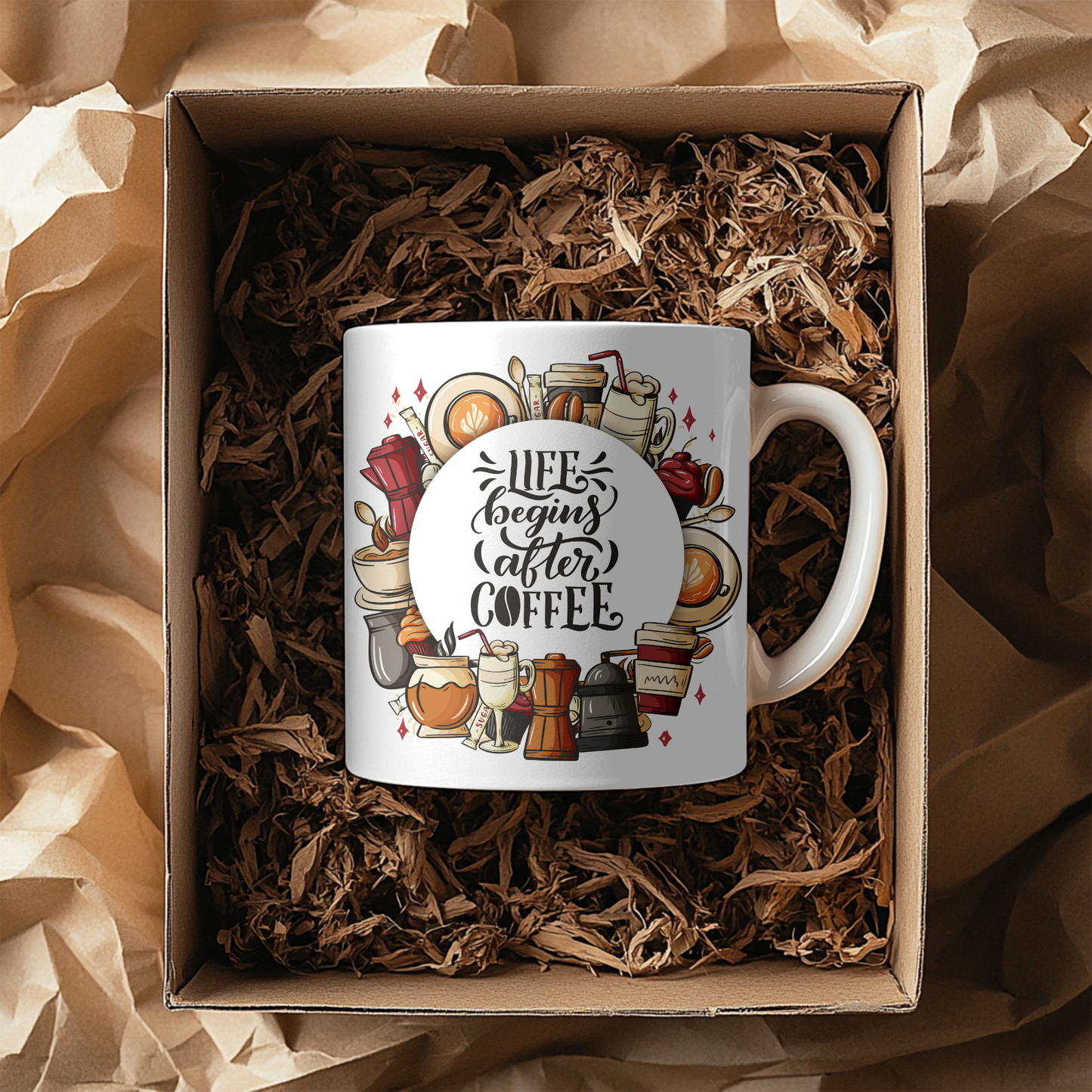 Life Begins After Coffee Ceramic Mug, 11oz ceramic mug