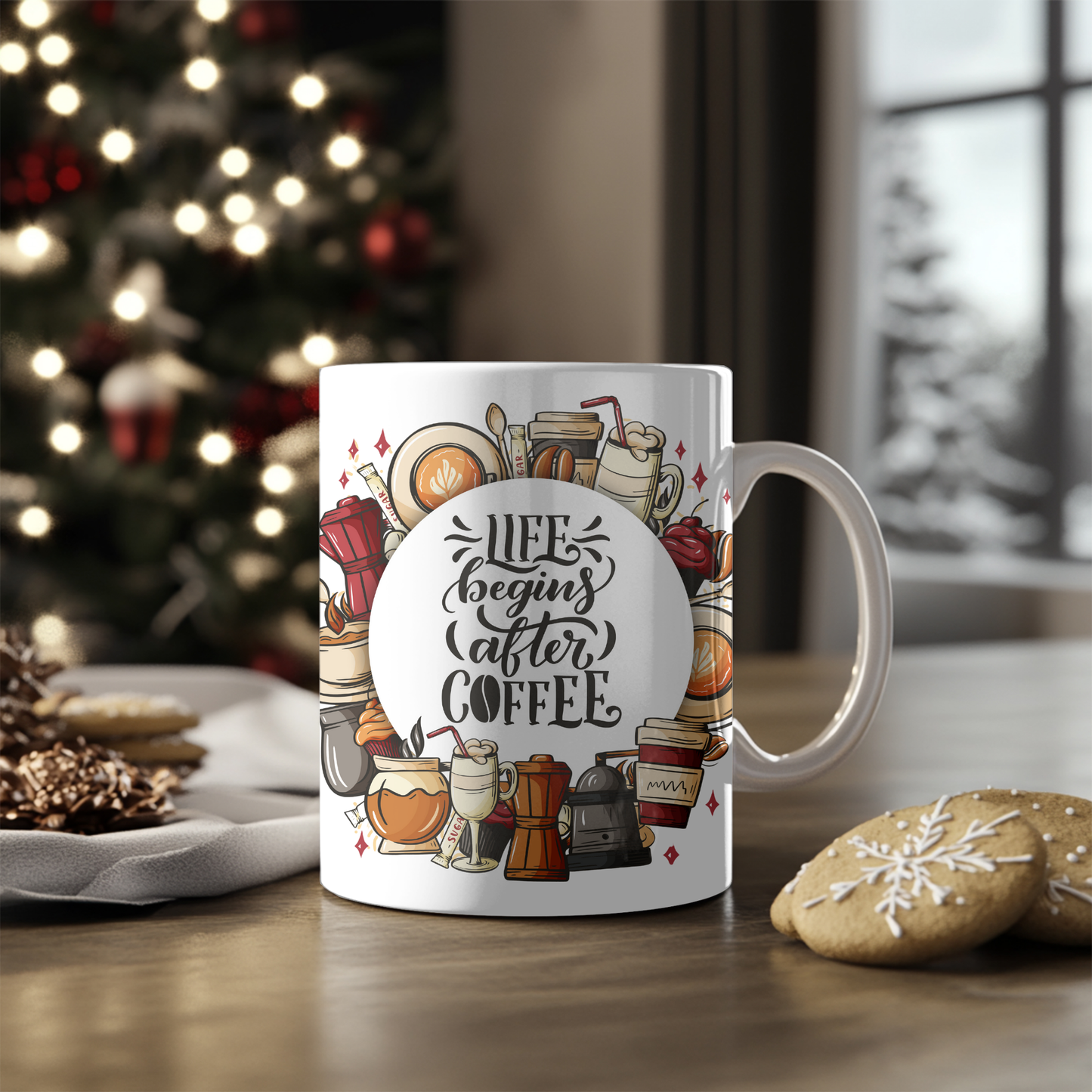 Life Begins After Coffee Ceramic Mug, 11oz ceramic mug