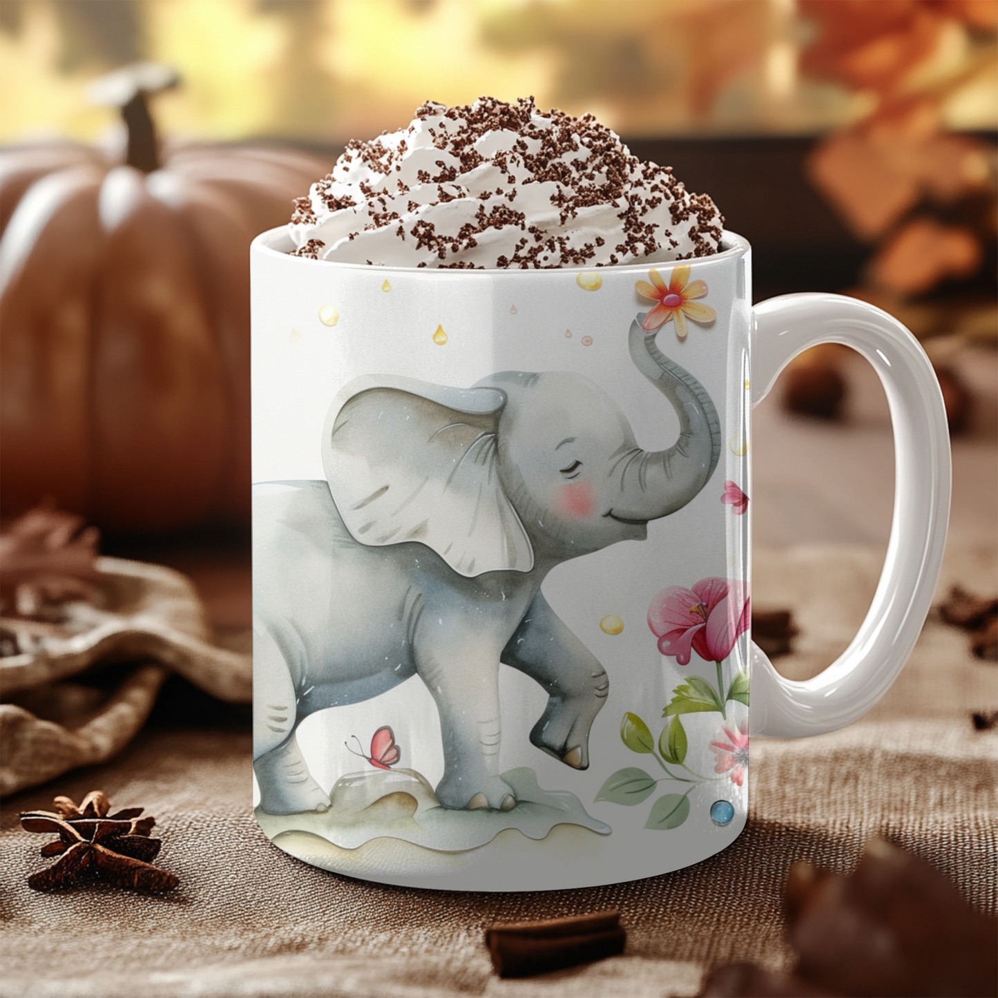 Elephant mug, 11oz, 15oz, coffee mug, ceramic mug, personlaized mug