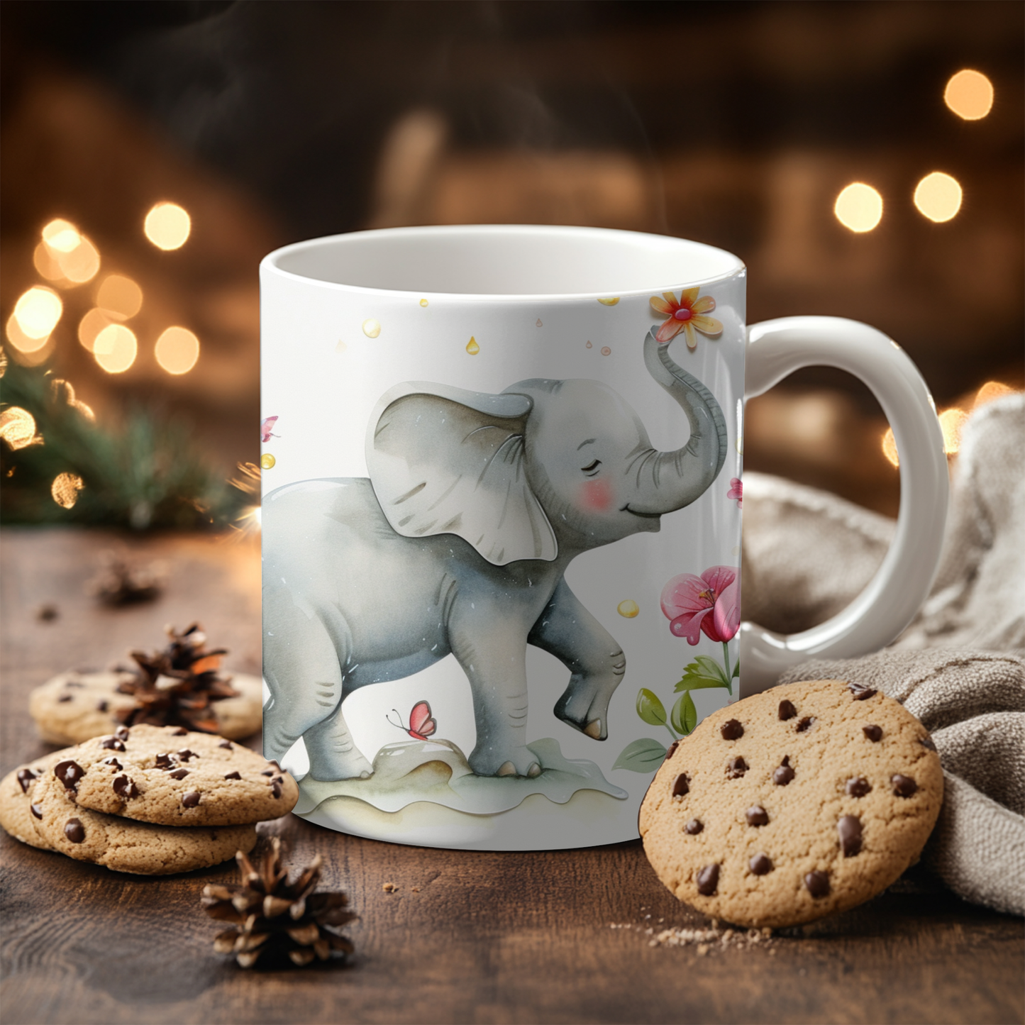 Elephant mug, 11oz, 15oz, coffee mug, ceramic mug, personlaized mug