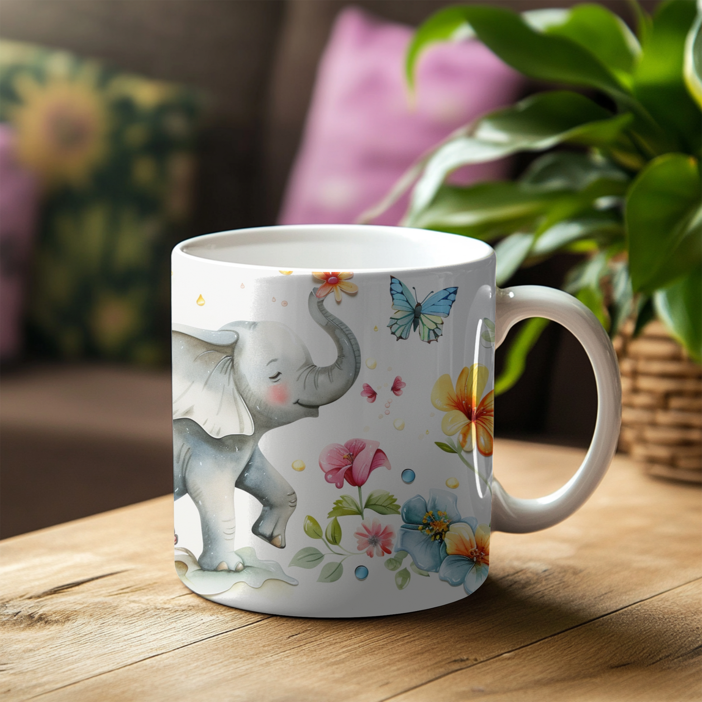 Elephant mug, 11oz, 15oz, coffee mug, ceramic mug, personlaized mug