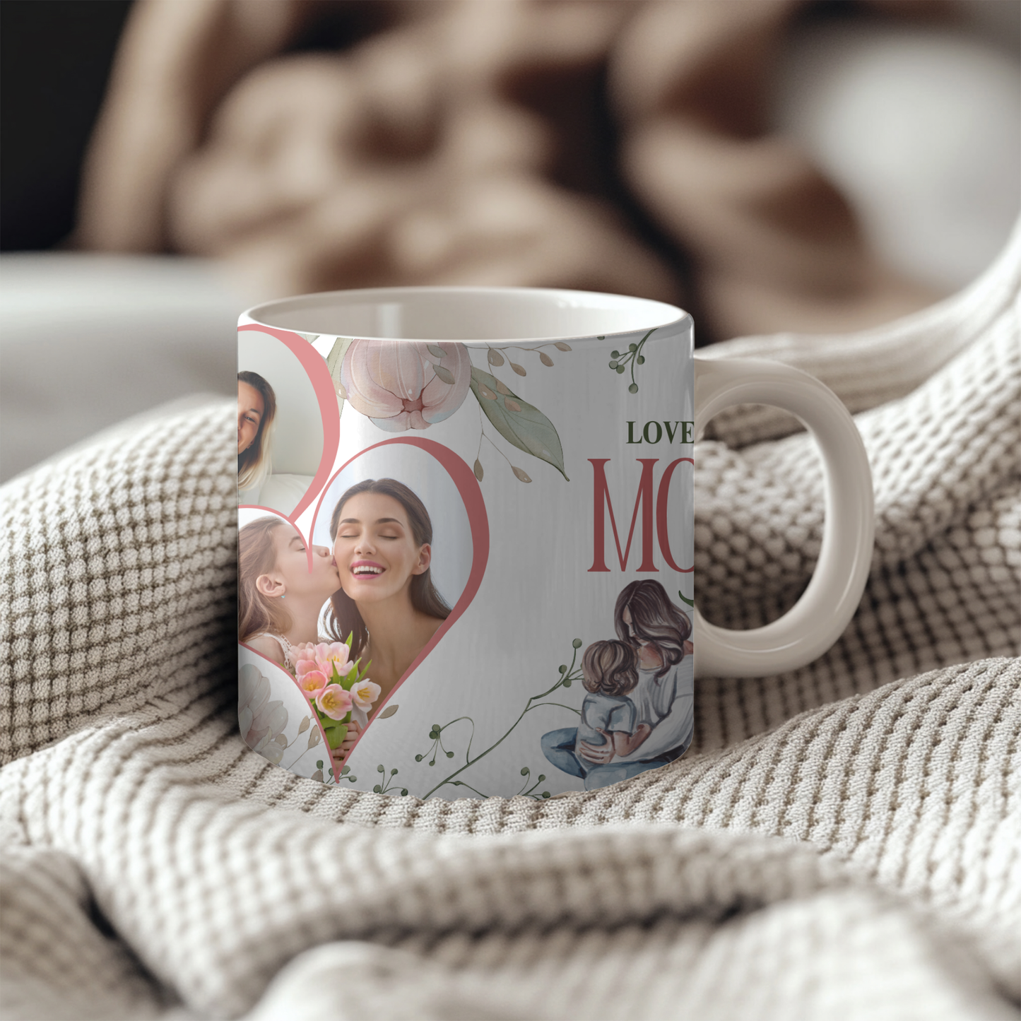 Personalized Love You Mom- Custom Photo Coffee Cup, Mother’s Day Gift, Birthday Gift for Mom, Custom Text Mug, Unique Keepsake for Mothers