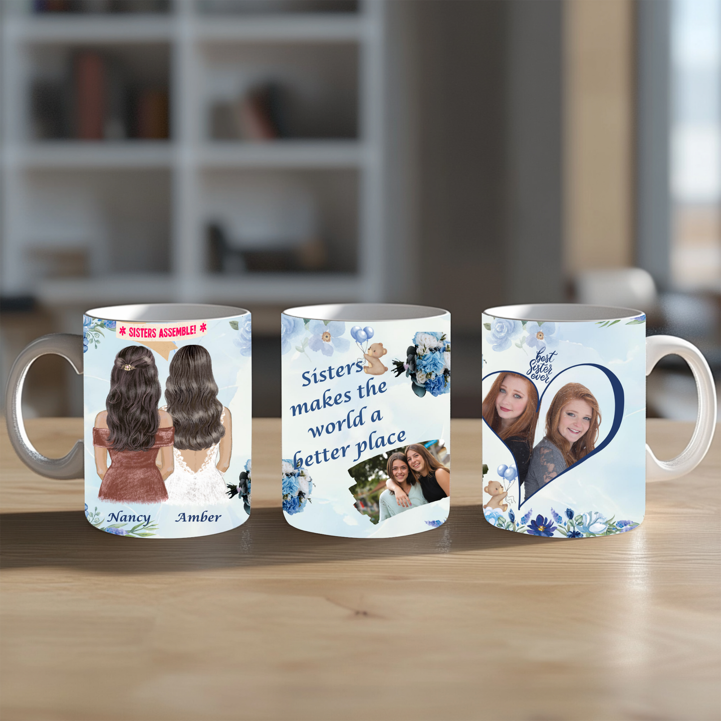 Personalized 11oz Sister Mug – Custom Photo & Name Coffee Cup, Gift for Sister, Best Friend Mug, Custom Text Mug, Sisters Gift from Sister